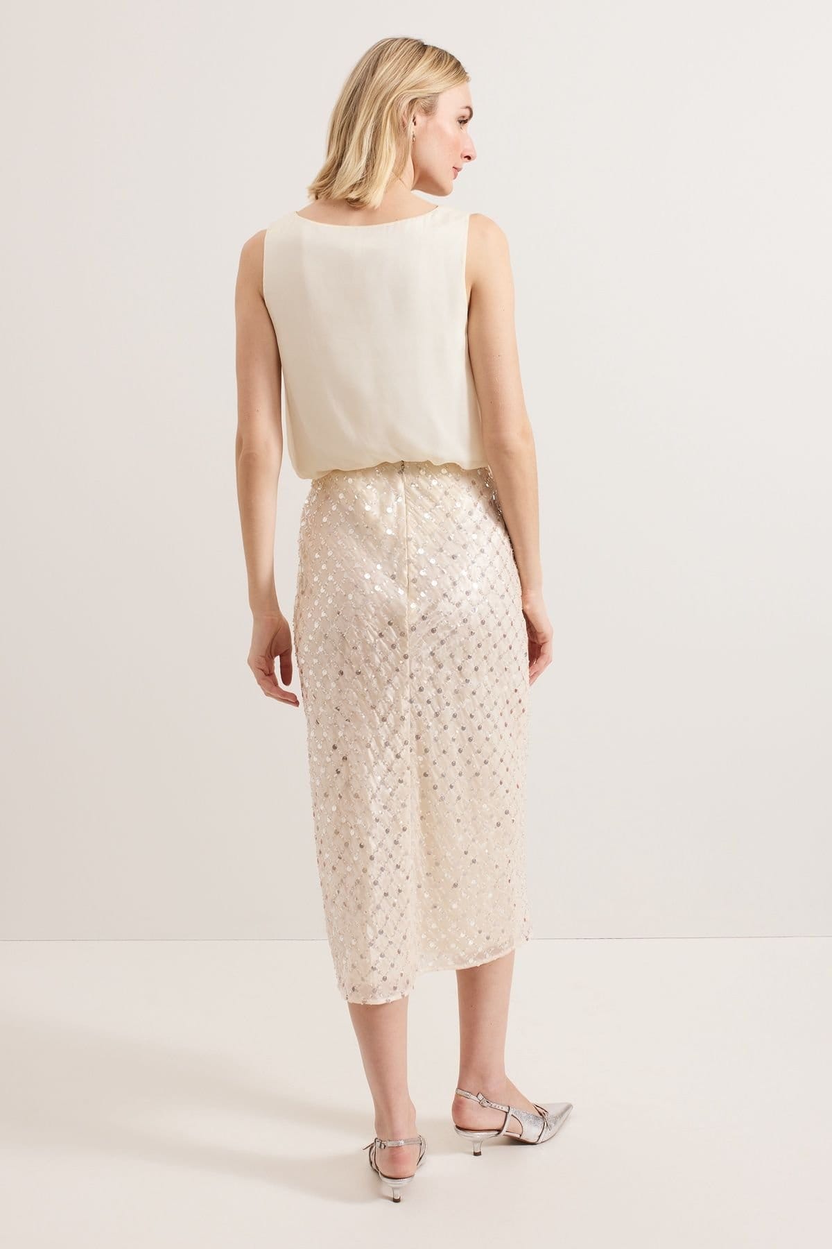 Phase Eight Phase Eight Women's Alma Embellished Pencil Skirt in Light Beige - 4