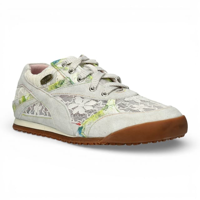 laura vita Laura Vita Women's Floral Leather Trainers Sneaker Shoes - Tivanao-03 in Beige - 2