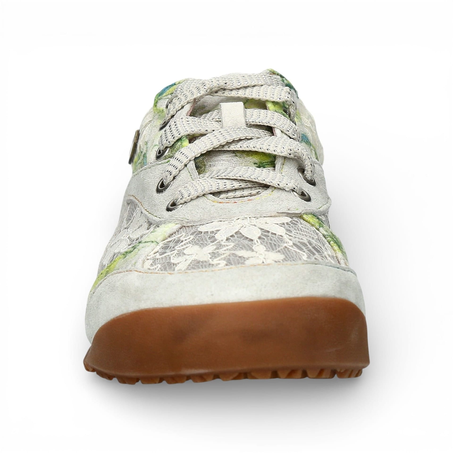 laura vita Laura Vita Women's Floral Leather Trainers Sneaker Shoes - Tivanao-03 in Beige - 4