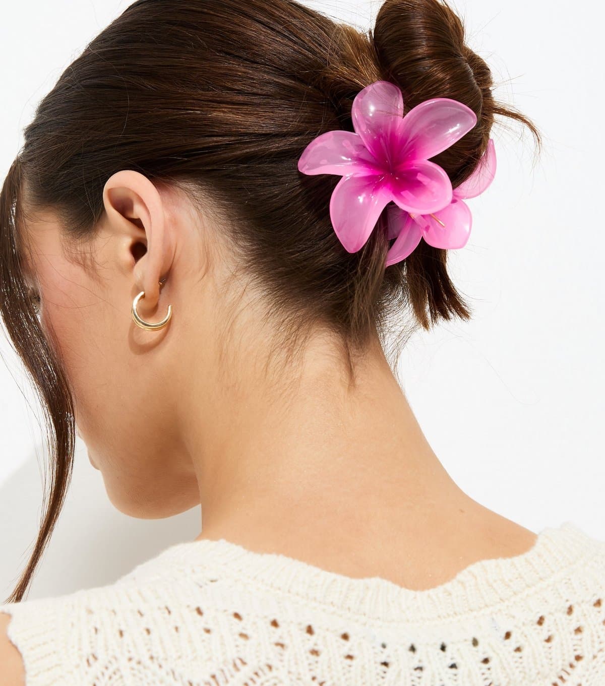 New Look Bright Pink Tropical Flower Hair Clip New Look