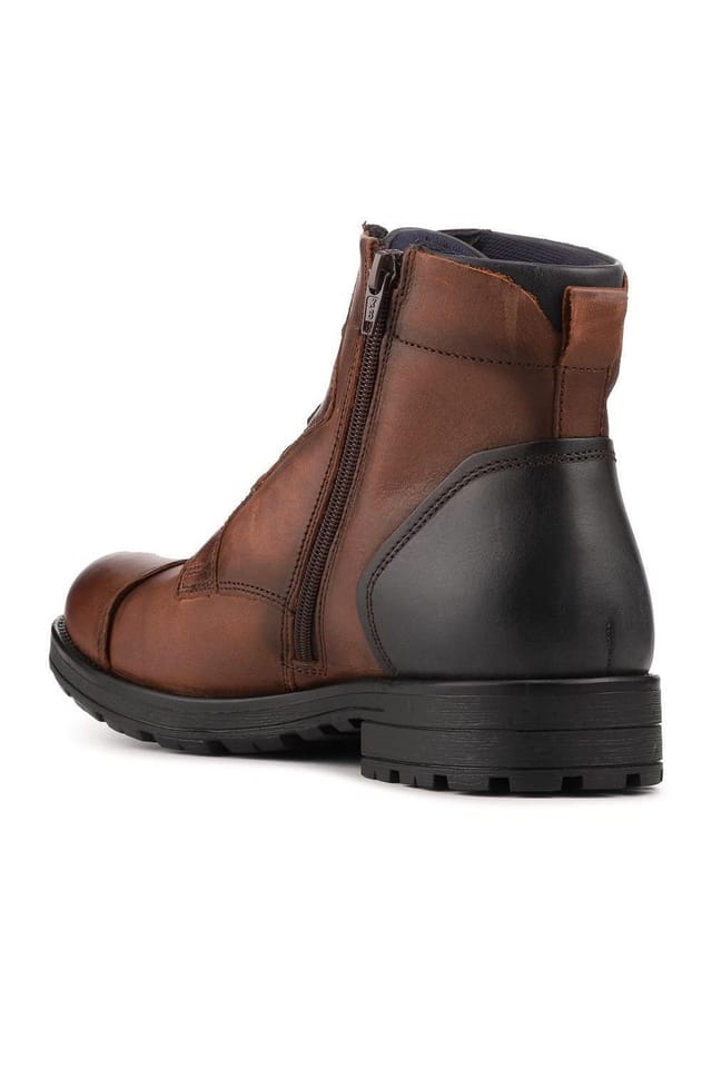 Pavers Pavers Men's Leather Lace Up Toe Cap Boots in Brown - 3