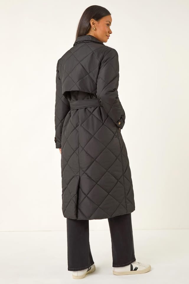 Dusk Dusk Women's Chevron Wrap Quilted Puffer Coat in Black - 3