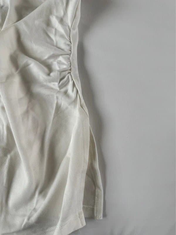 Bershka Bershka White Bandeau Ruched Tube Top UK XS