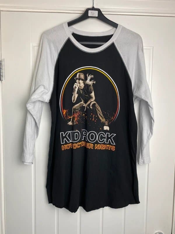 unbranded Kid Rock Hot October Nights 3/4 Sleeve Raglan Band Tee Black White Size L