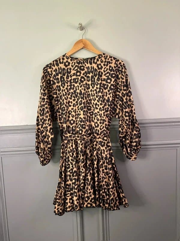 New Look Fabulous ruffle hem Leopard swishy boho dress Uk10 CM005