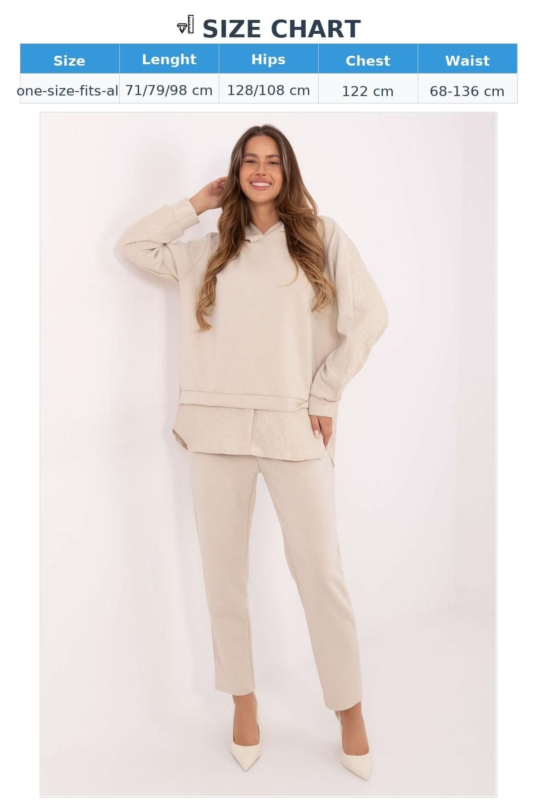 Love Lace Love Lace Women's Casual Viscose Elastane Hoodie Trousers Set in Beige - 4