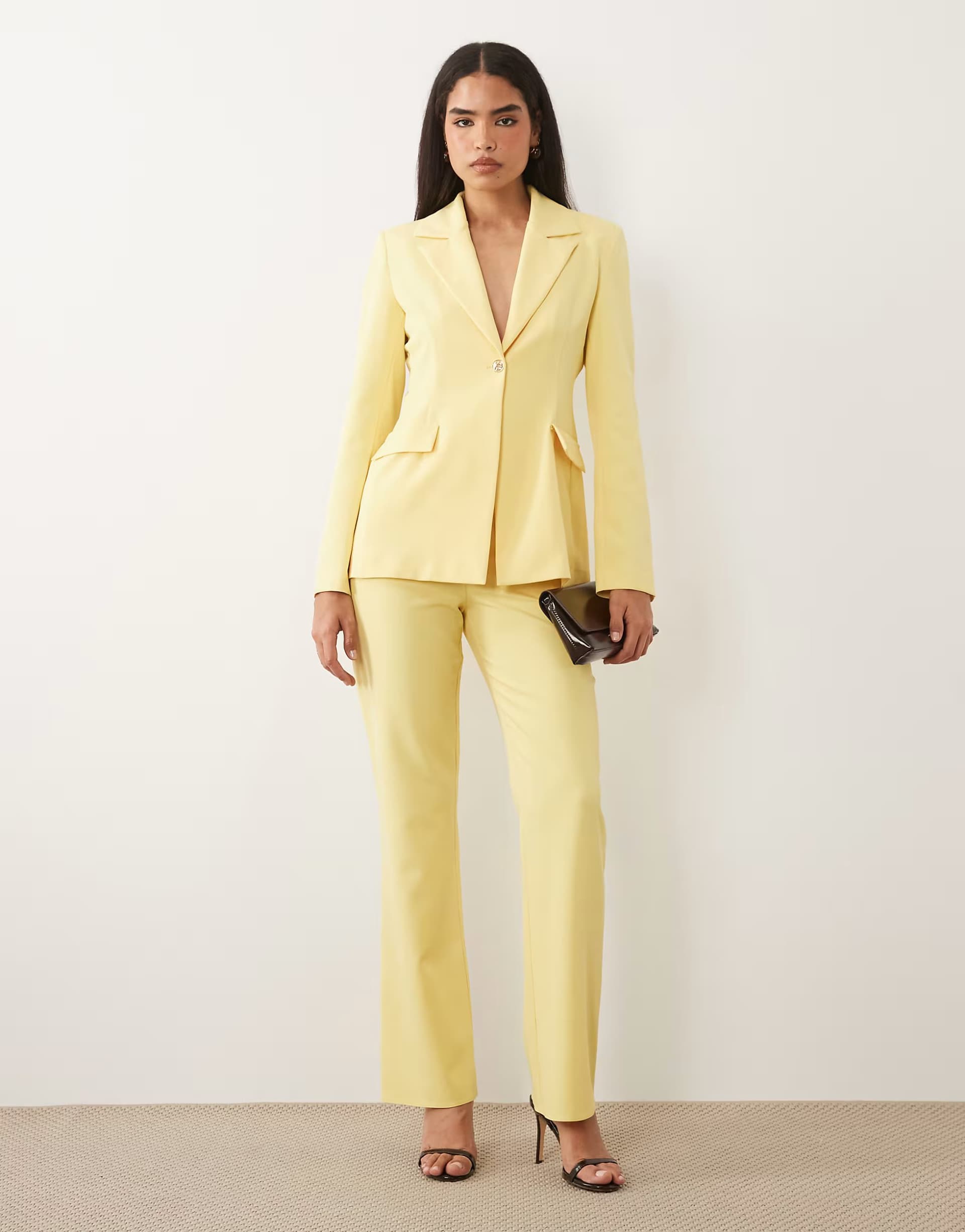 ASOS ASOS LUXE co-ord tailored suit trousers in lemon yellow