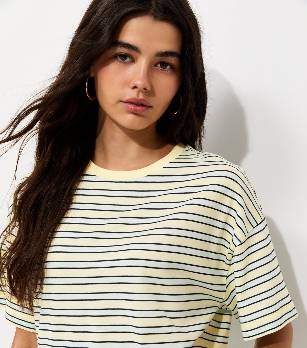 New Look New Look Yellow Striped Boxy Crew Neck T-Shirt