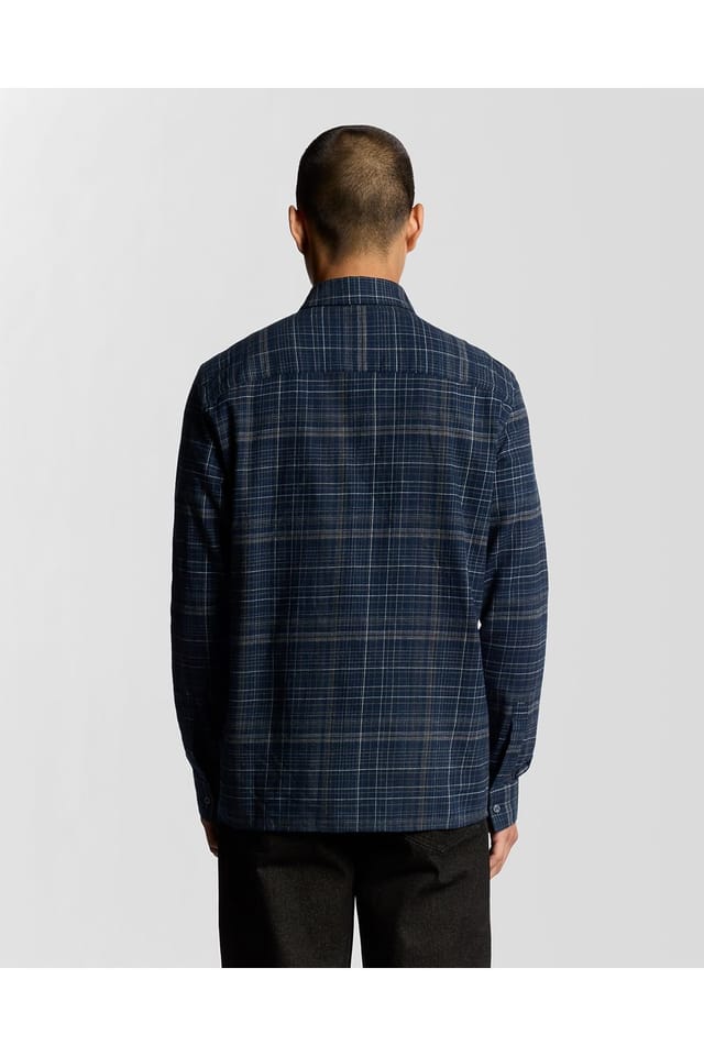 Lyle & Scott Lyle & Scott Men's Checked Flannel Shirt Dark Navy/ Tree Green in Navy - 3