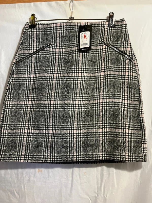 New Look NEW New Look grey checked mini skirt size UK 6 (553)