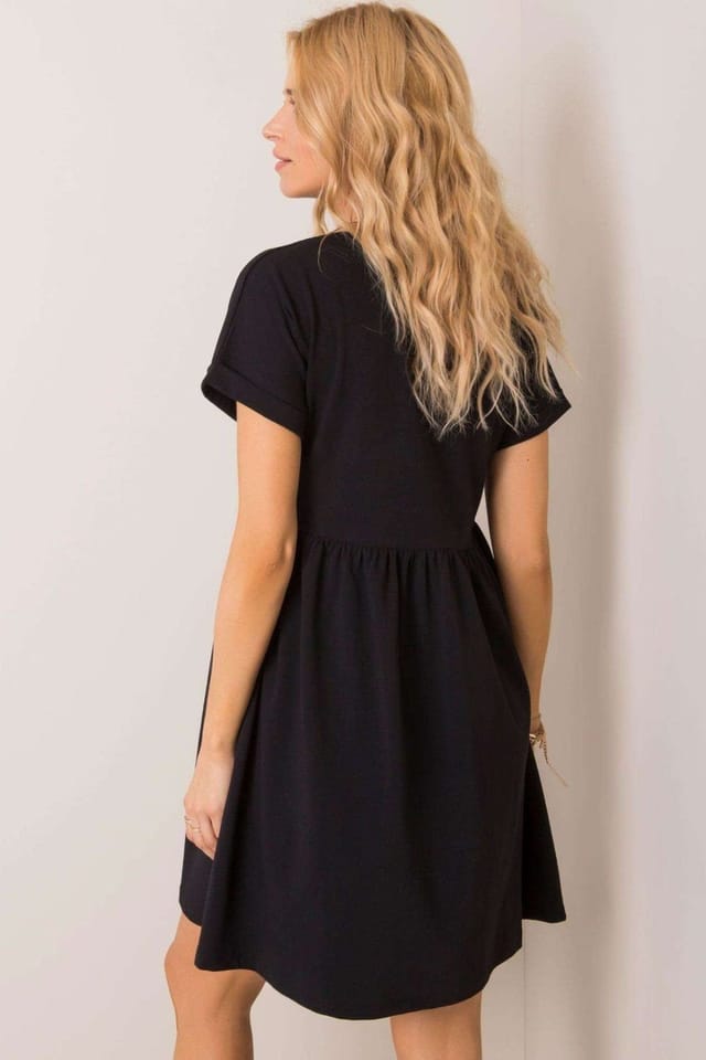 Love Lace Love Lace Women's Cotton Flared Unbuttoned Everyday Dress in Black - 2