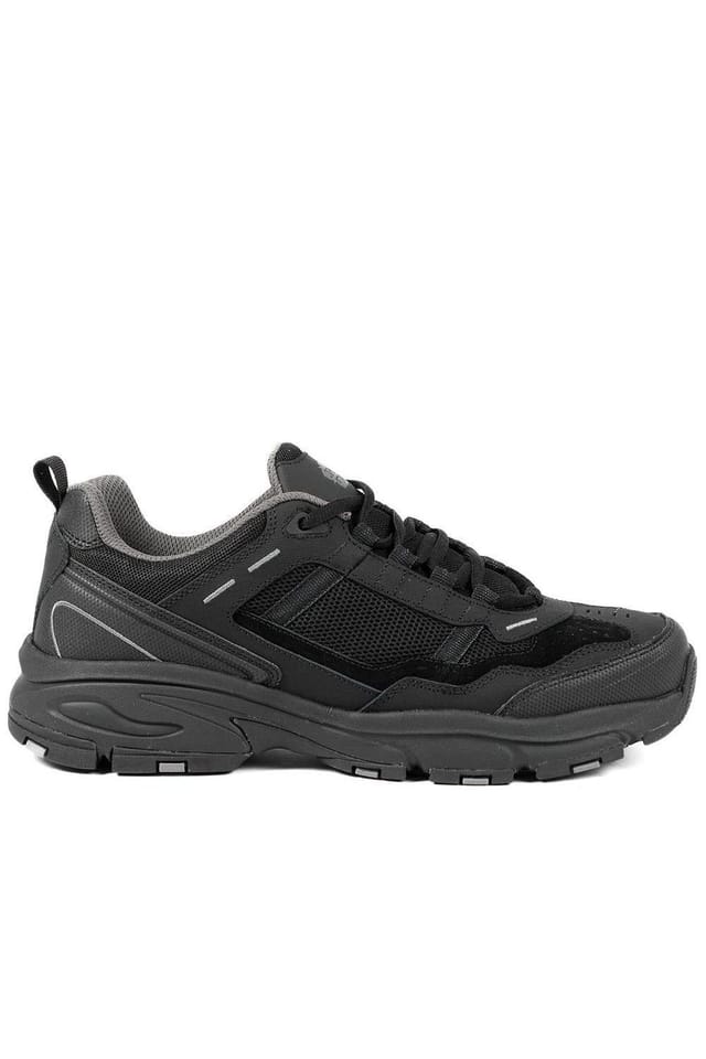 Pavers Pavers Men's Extra Wide Leather Memory Foam Lace Up Trainers in Black - 2