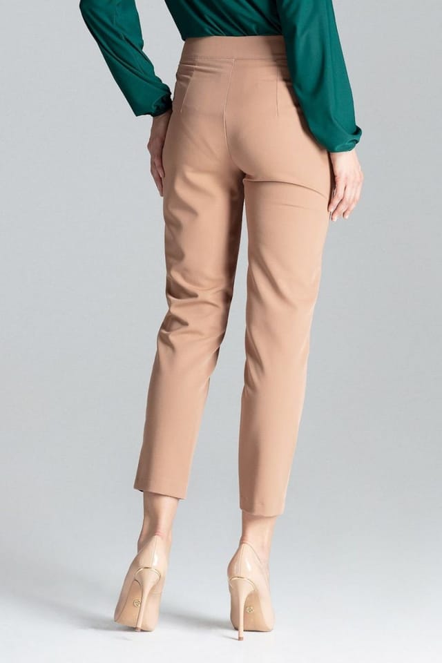 Love Lace Love Lace Women's Cigarette Pleated Zip Front Pocket Pants in Beige - 3