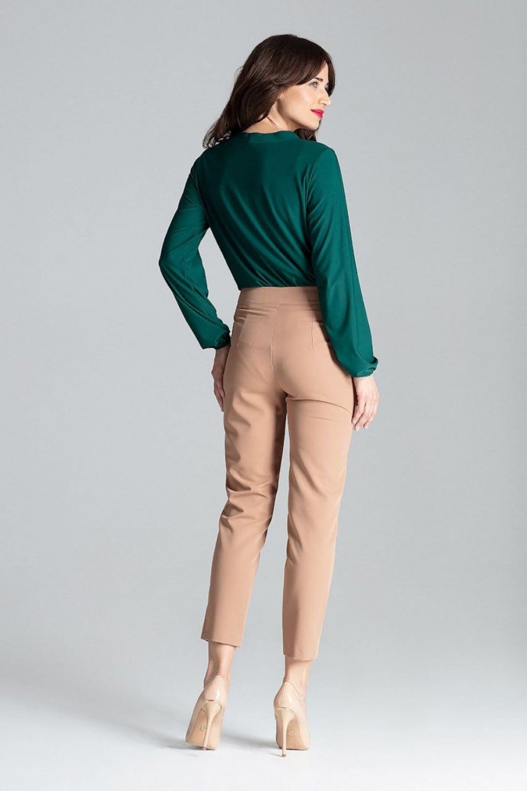 Love Lace Love Lace Women's Cigarette Pleated Zip Front Pocket Pants in Beige - 4