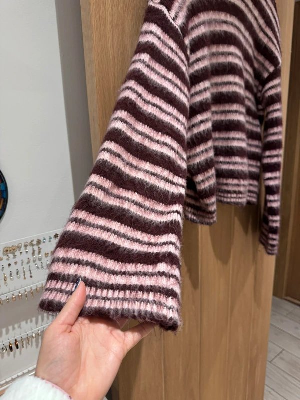 ASOS ASOS Brushed Plum Knitted Stripe Jumper size M - 1