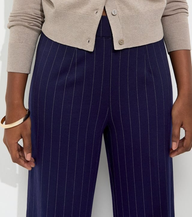 New Look Women's Blue Pinstripe Wide Leg Tailored Trousers New Look - 2