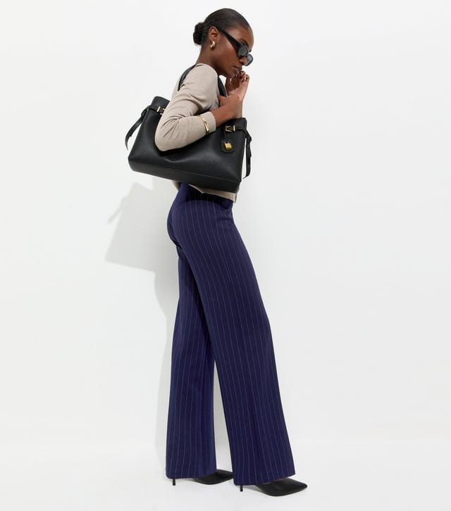 New Look Women's Blue Pinstripe Wide Leg Tailored Trousers New Look - 3