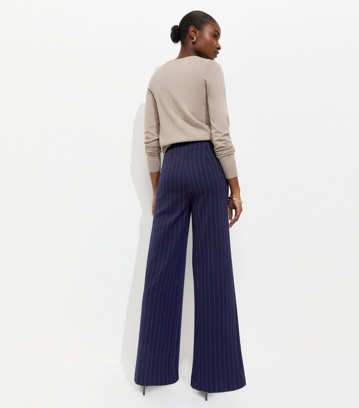 New Look Women's Blue Pinstripe Wide Leg Tailored Trousers New Look - 4
