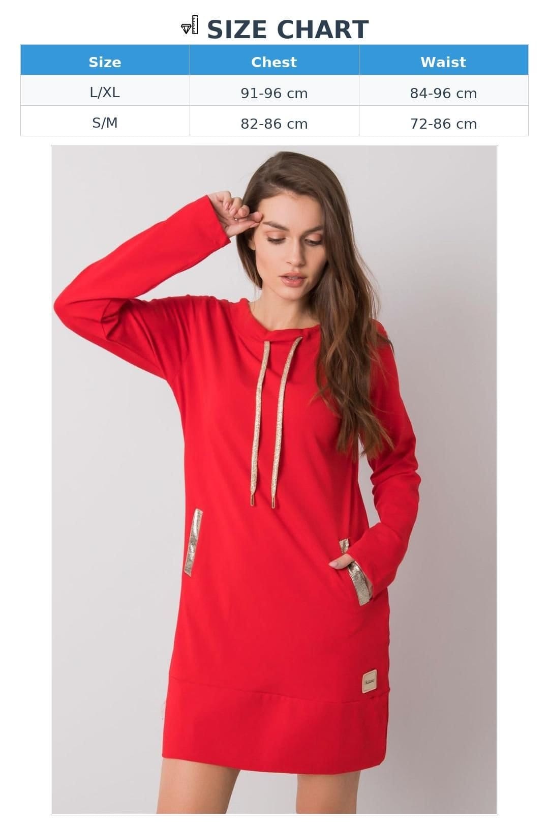 Love Lace Love Lace Women's Long Sleeve Cotton Day Dress with Pockets in Red - 4