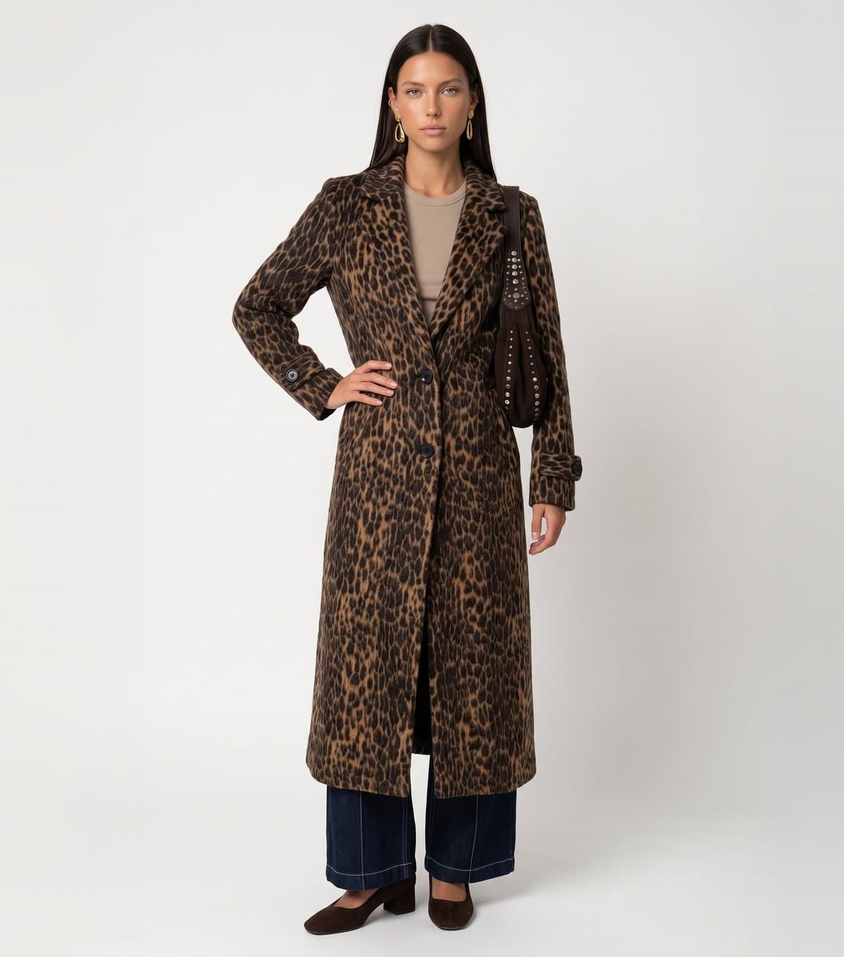 Urban Bliss Women's Brown Leopard Print Longline Coat Urban Bliss New Look