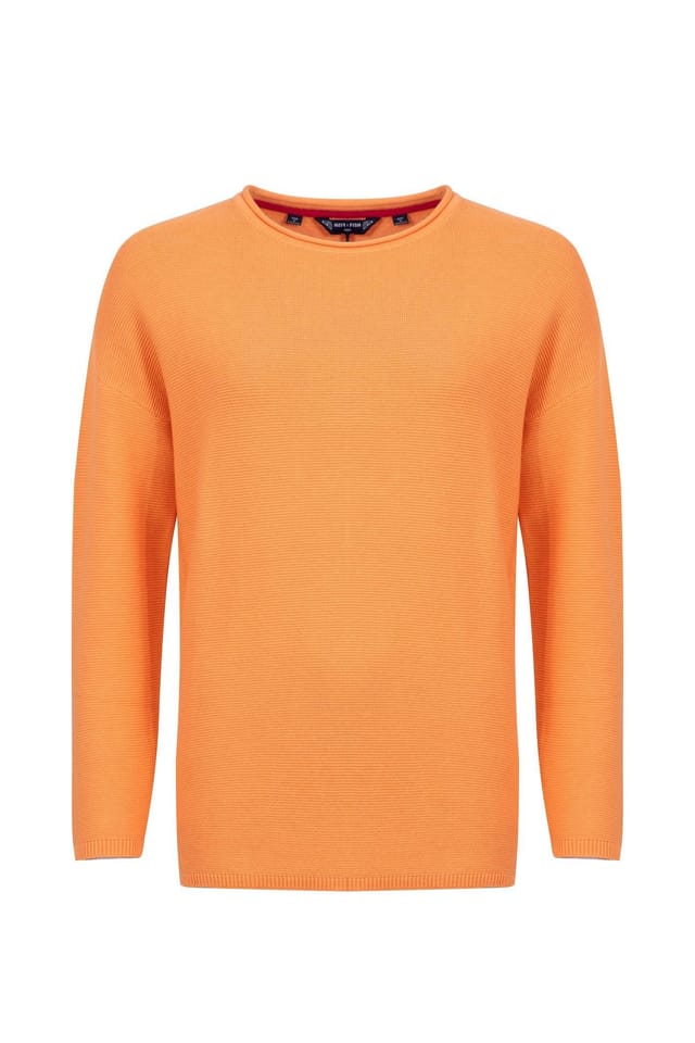 Weird Fish Weird Fish Women's Dalla Knitted Crew Neck Jumper in Orange - 2