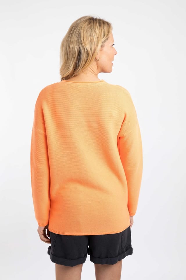 Weird Fish Weird Fish Women's Dalla Knitted Crew Neck Jumper in Orange - 3