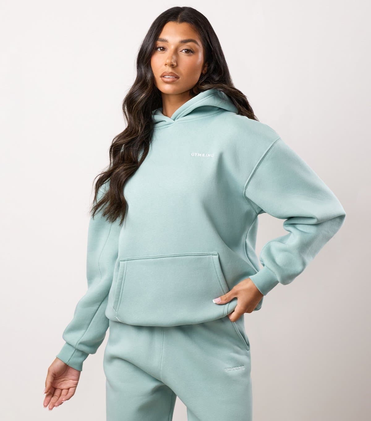 Gym King Women's Light Green 365 Logo Embroidered Hoodie Gym King New Look