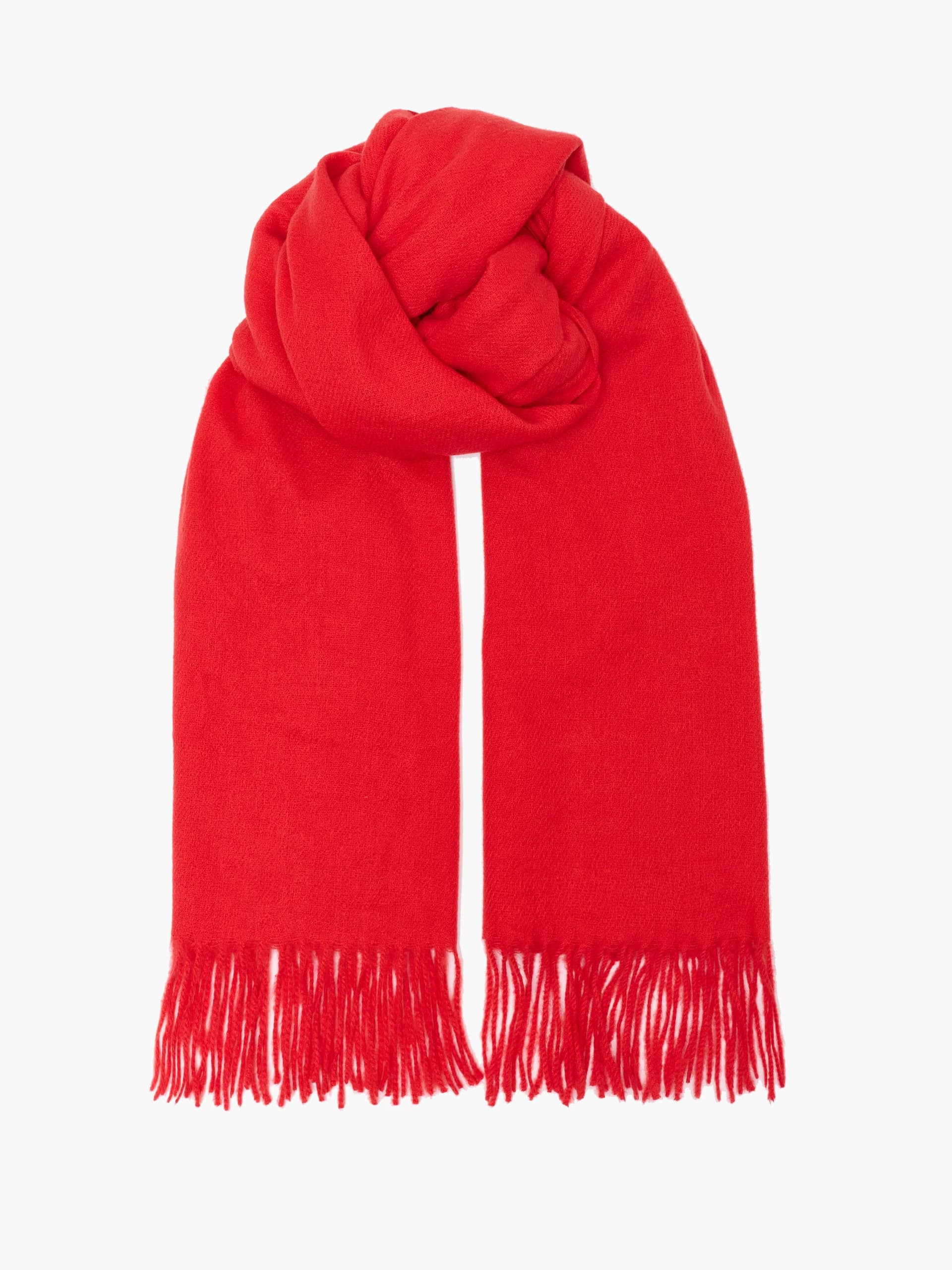 French Connection Red Lightweight Brushed Fringed Scarf Rouge Red