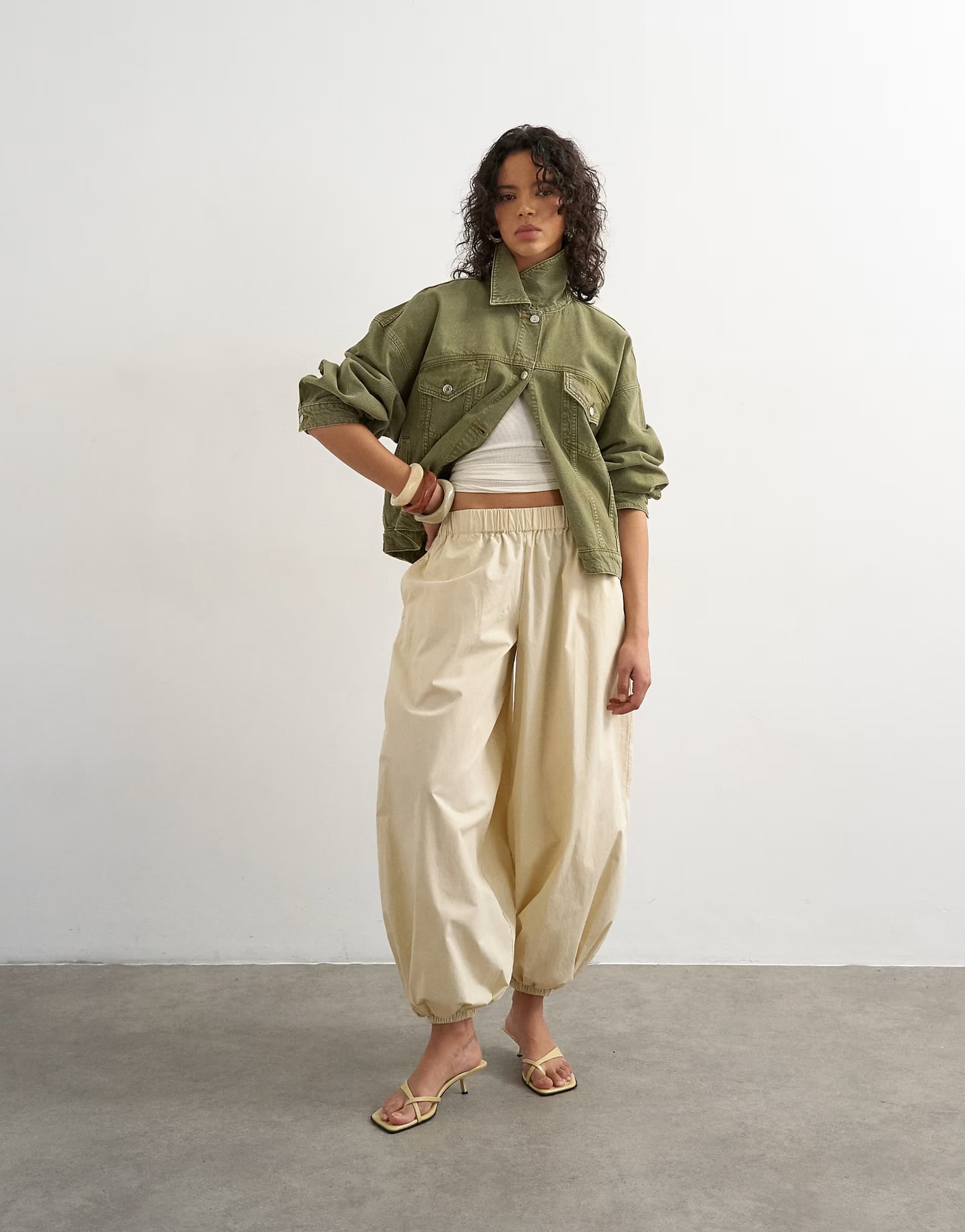 ASOS Topshop extreme poplin  pull on balloon trouser in yellow