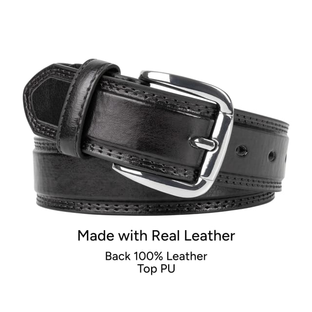 Woodland Leathers Woodland Leathers Men's Men's Classic Belt, Leather Back Jeans Trouser Belt in Black - 3