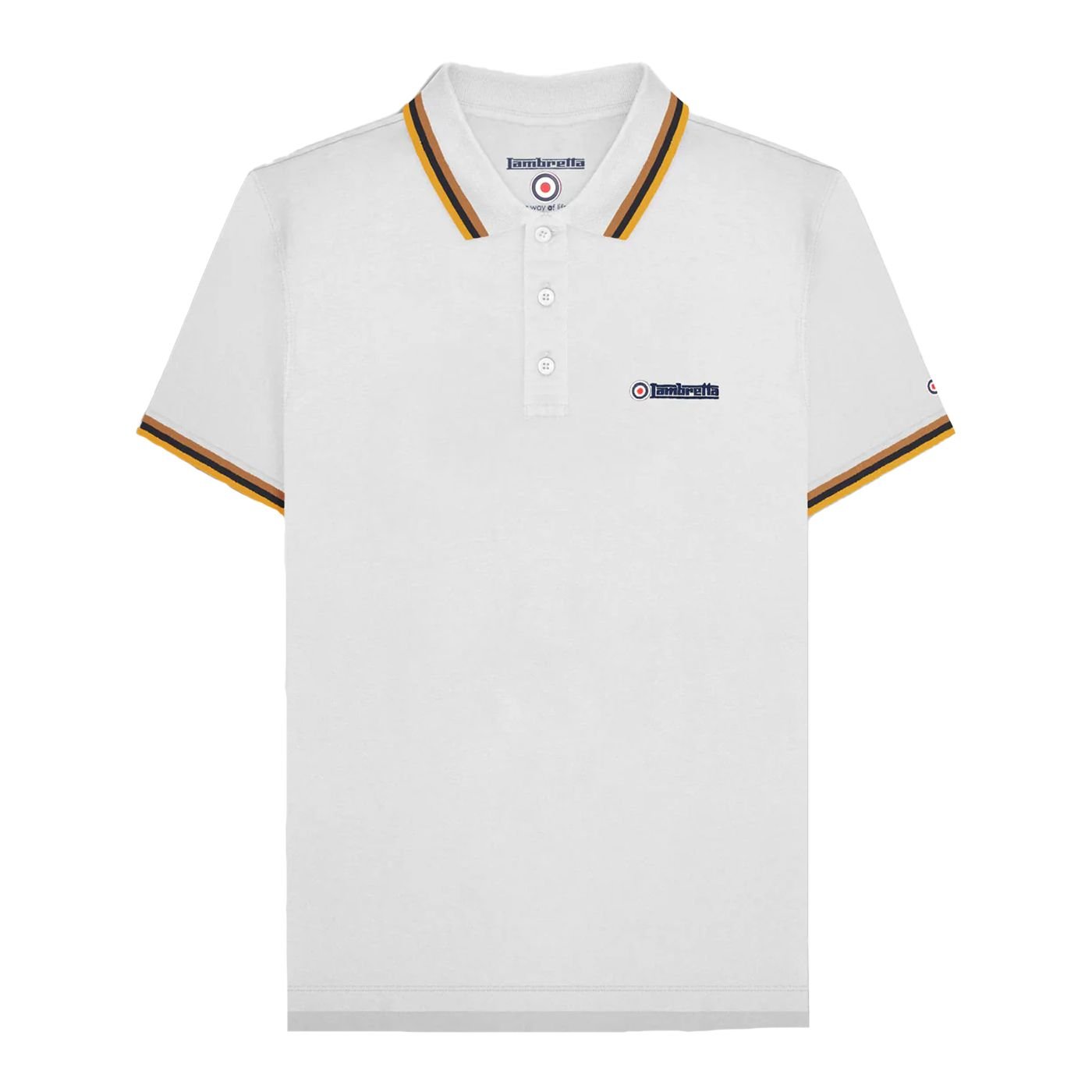 Lambretta Lambretta Men's SS25 Triple Tipped Big & Tall Polo Shirt in White - 2