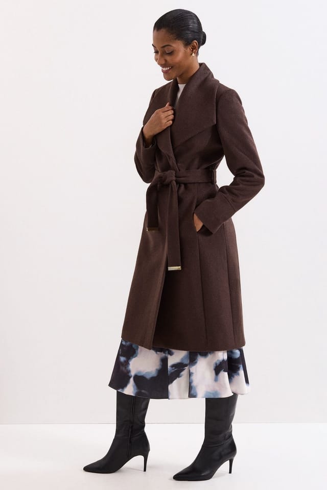Phase Eight Phase Eight Women's Nicci Belted Coat in Dark Brown - 3