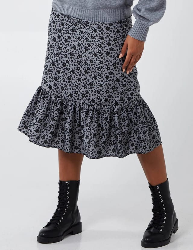 Blue Vanilla Floral Tiered Midi Skirt - 2
