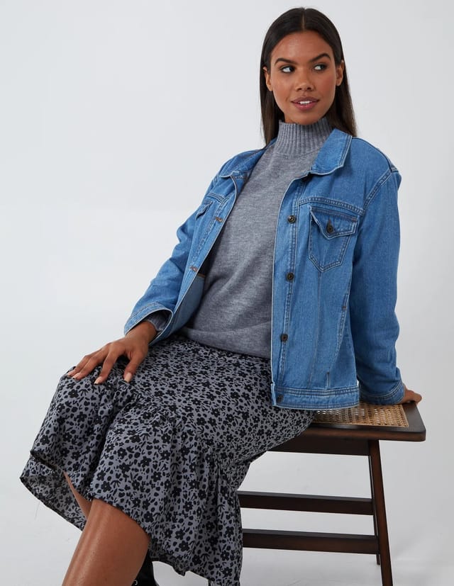 Blue Vanilla Floral Tiered Midi Skirt - 3