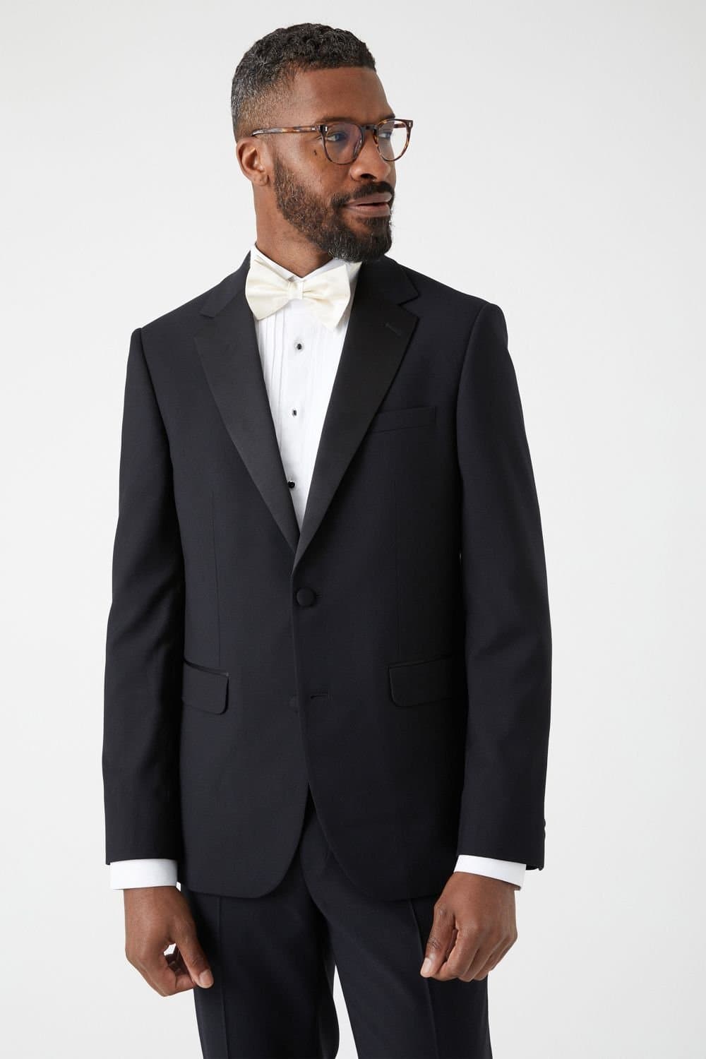 Burton Burton Men's Black Skinny Fit Tuxedo Suit Jacket