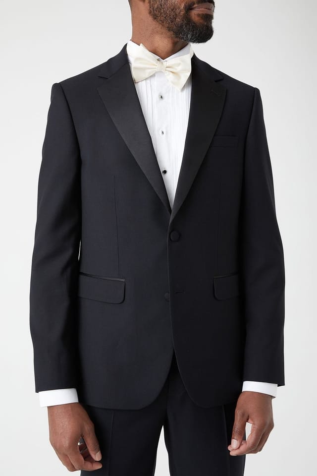 Burton Burton Men's Black Skinny Fit Tuxedo Suit Jacket - 2