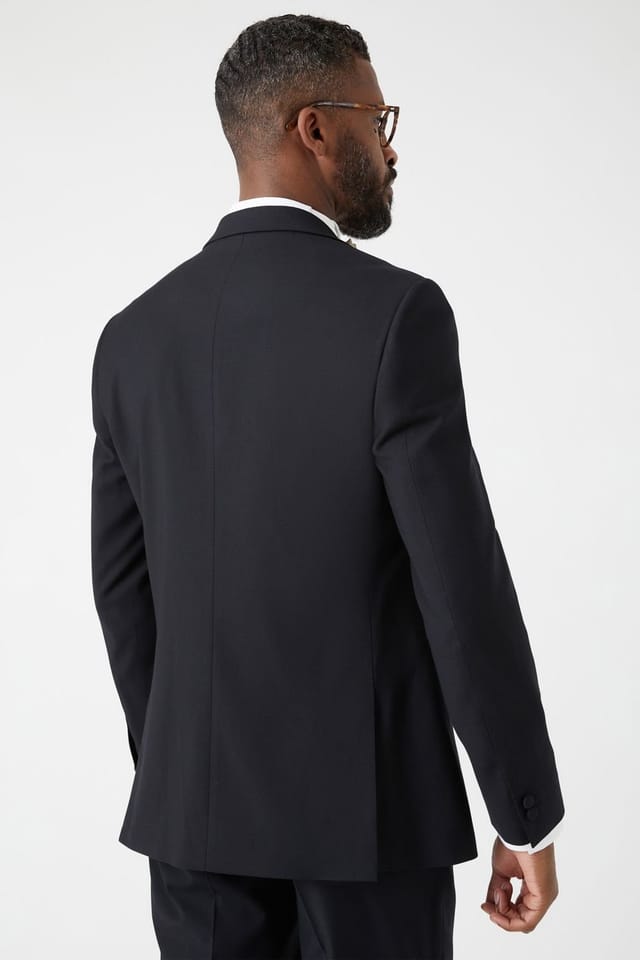 Burton Burton Men's Black Skinny Fit Tuxedo Suit Jacket - 3