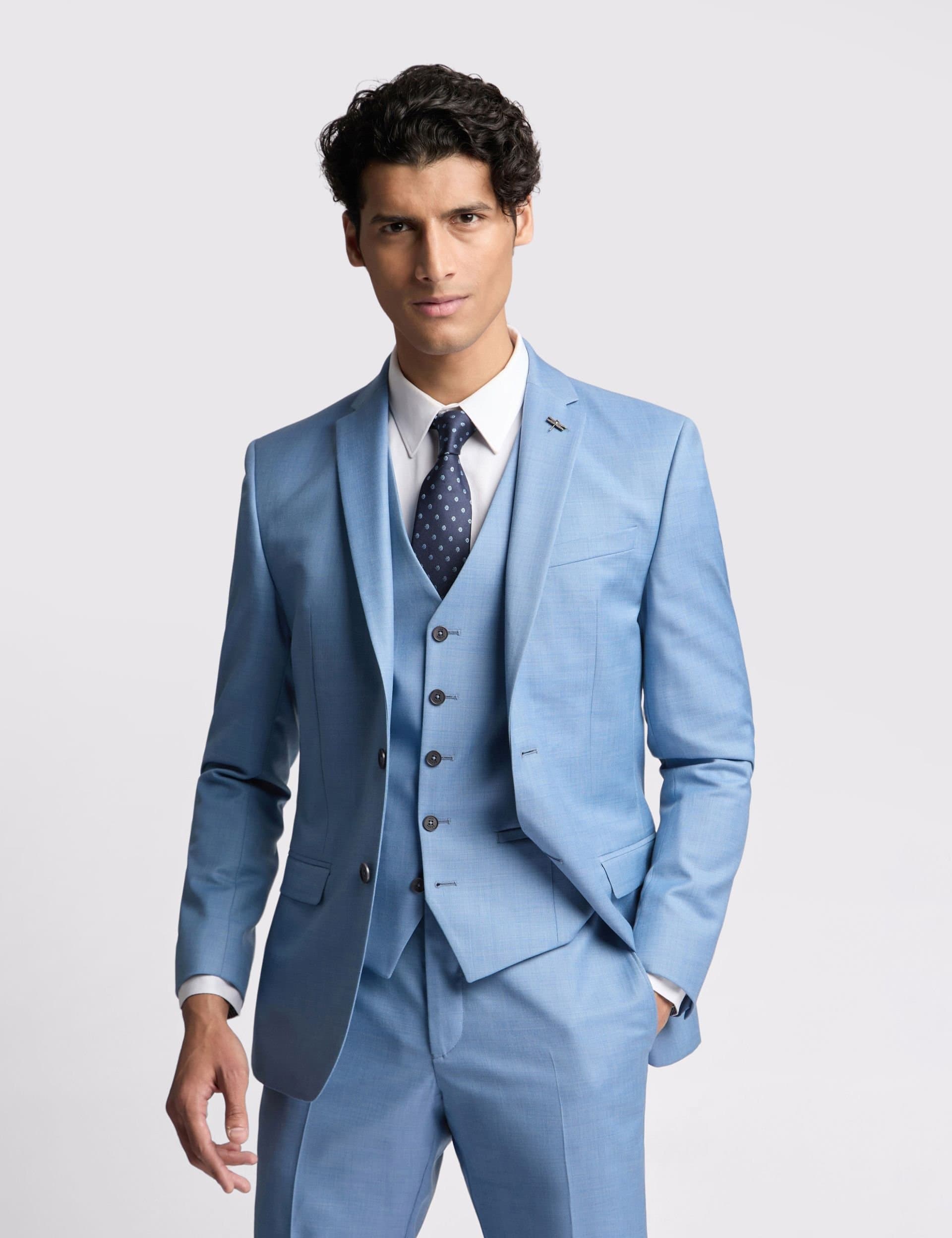 Ted Baker Ted Baker Men's Tilson Slim Fit Blue Sharkskin Jacket