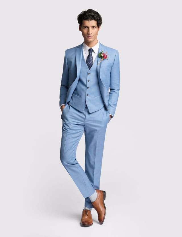 Ted Baker Ted Baker Men's Tilson Slim Fit Blue Sharkskin Jacket - 3