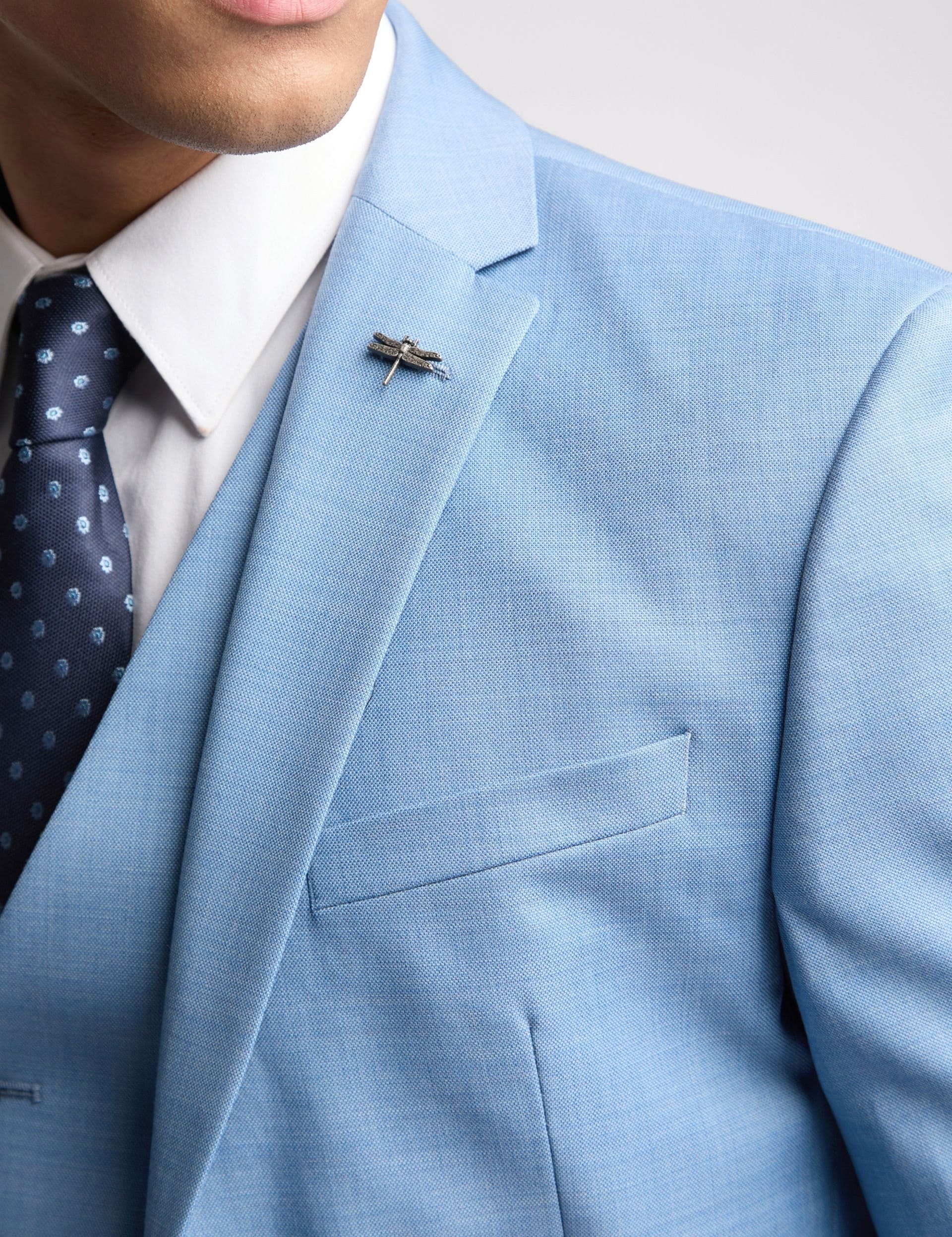 Ted Baker Ted Baker Men's Tilson Slim Fit Blue Sharkskin Jacket - 4