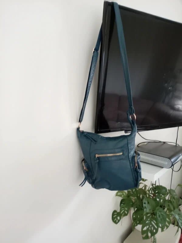 Accessories Ladies petrol blue crossbody shoulder handbag zip pockets