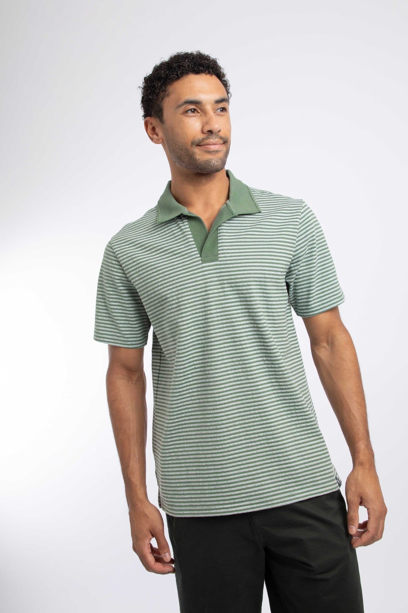 Weird Fish Weird Fish Men's Virgil Striped Polo Shirt in Green