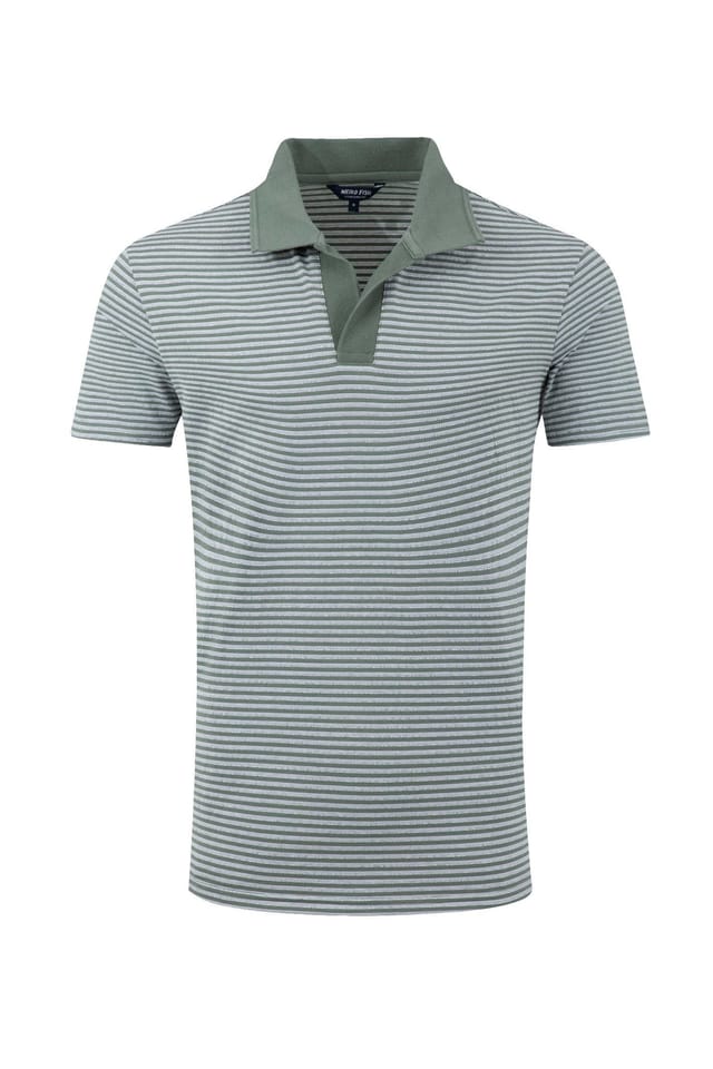 Weird Fish Weird Fish Men's Virgil Striped Polo Shirt in Green - 2