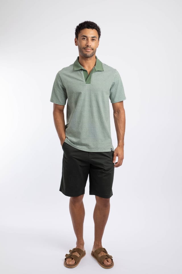 Weird Fish Weird Fish Men's Virgil Striped Polo Shirt in Green - 3