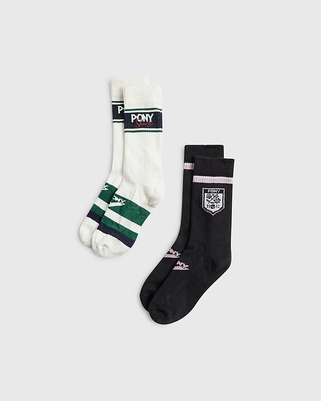 River Island Mens River Island White Pony Ribbed Sport Socks 2 Pack