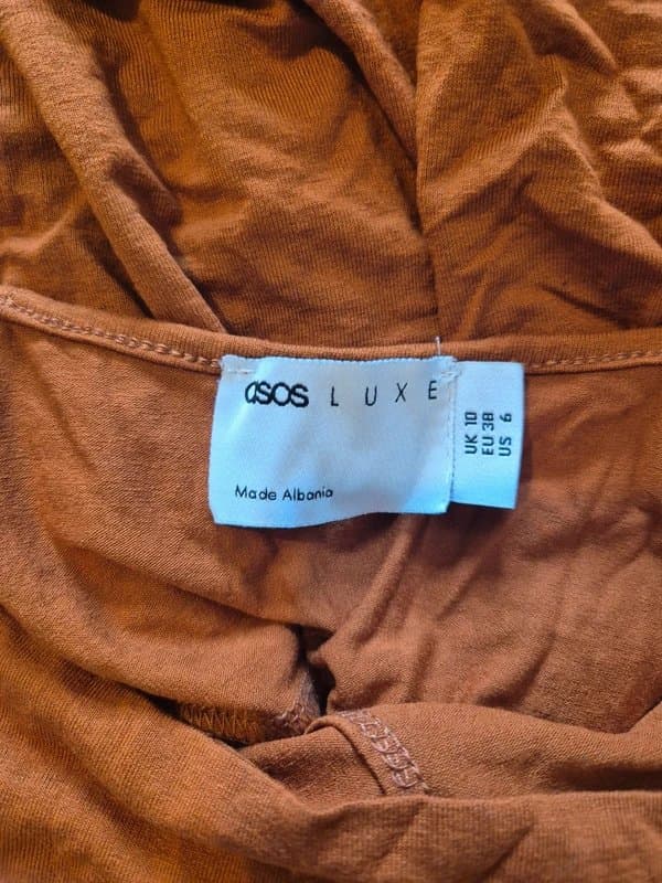 ASOS ASOS Luxe Ruched Burnt Orange Midi Dress