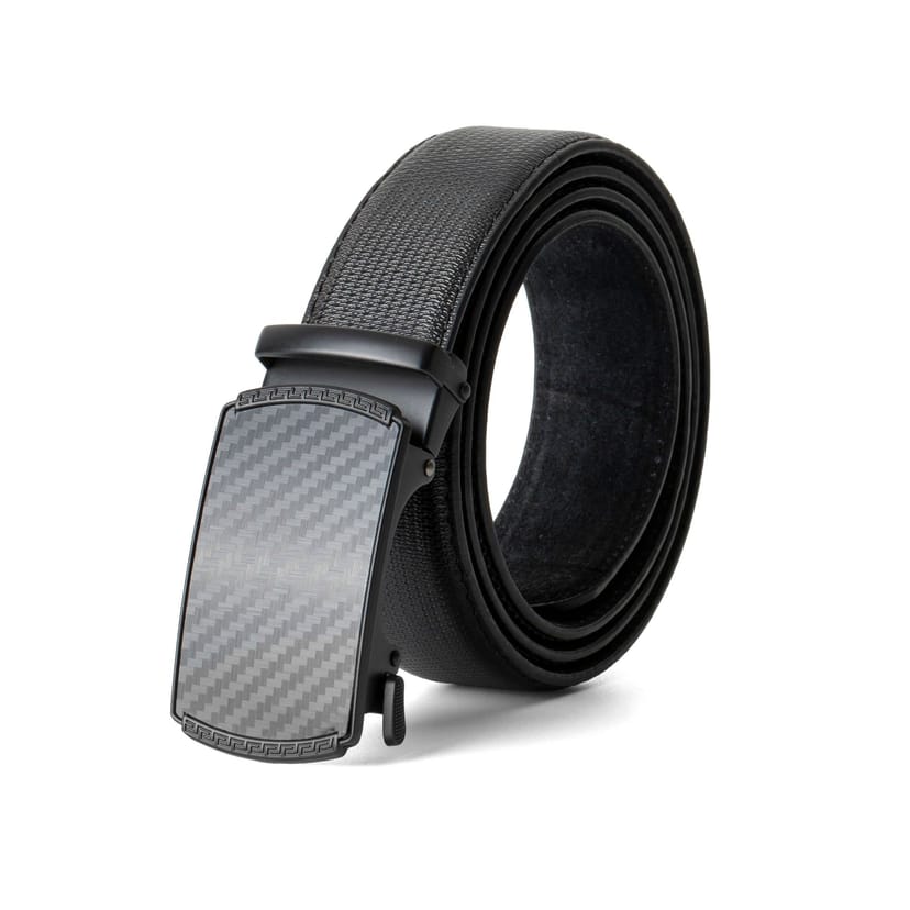Woodland Leathers Woodland Leathers Men's Men's Ratchet Belt, Adjustable No-Hole 1.25" Dress Belt in Black - 1