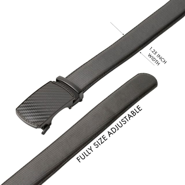 Woodland Leathers Woodland Leathers Men's Men's Ratchet Belt, Adjustable No-Hole 1.25" Dress Belt in Black - 3