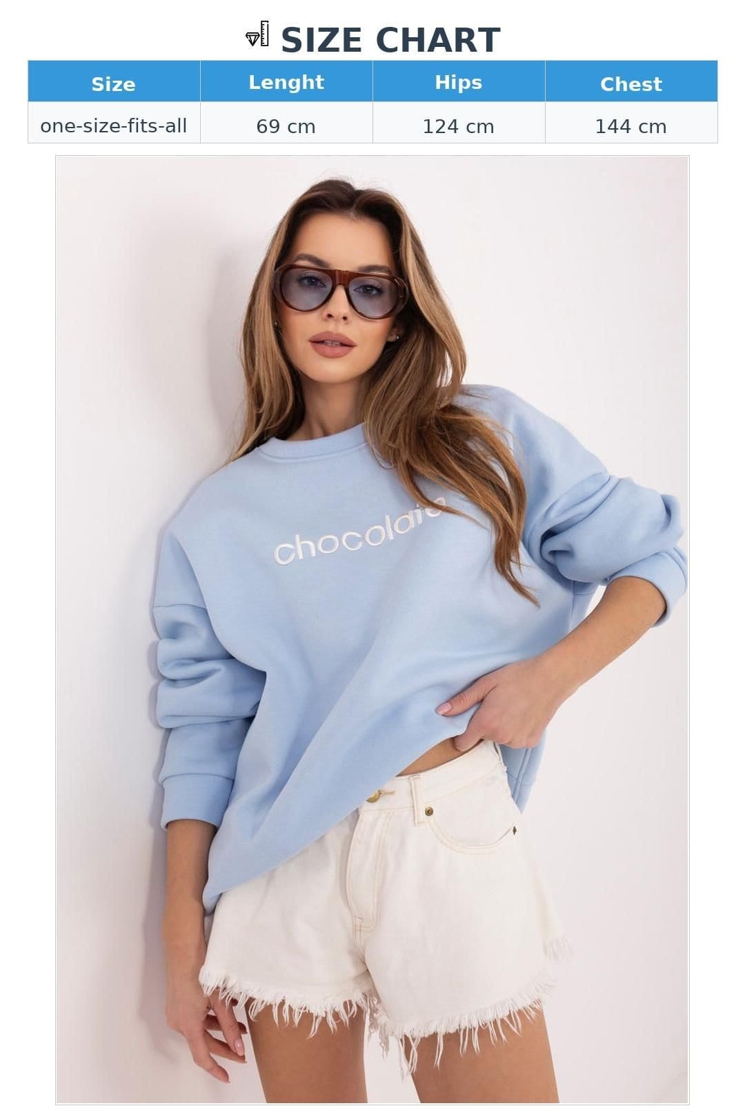 Love Lace Love Lace Women's Cotton Sweatshirt with Embroidery in Blue - 4
