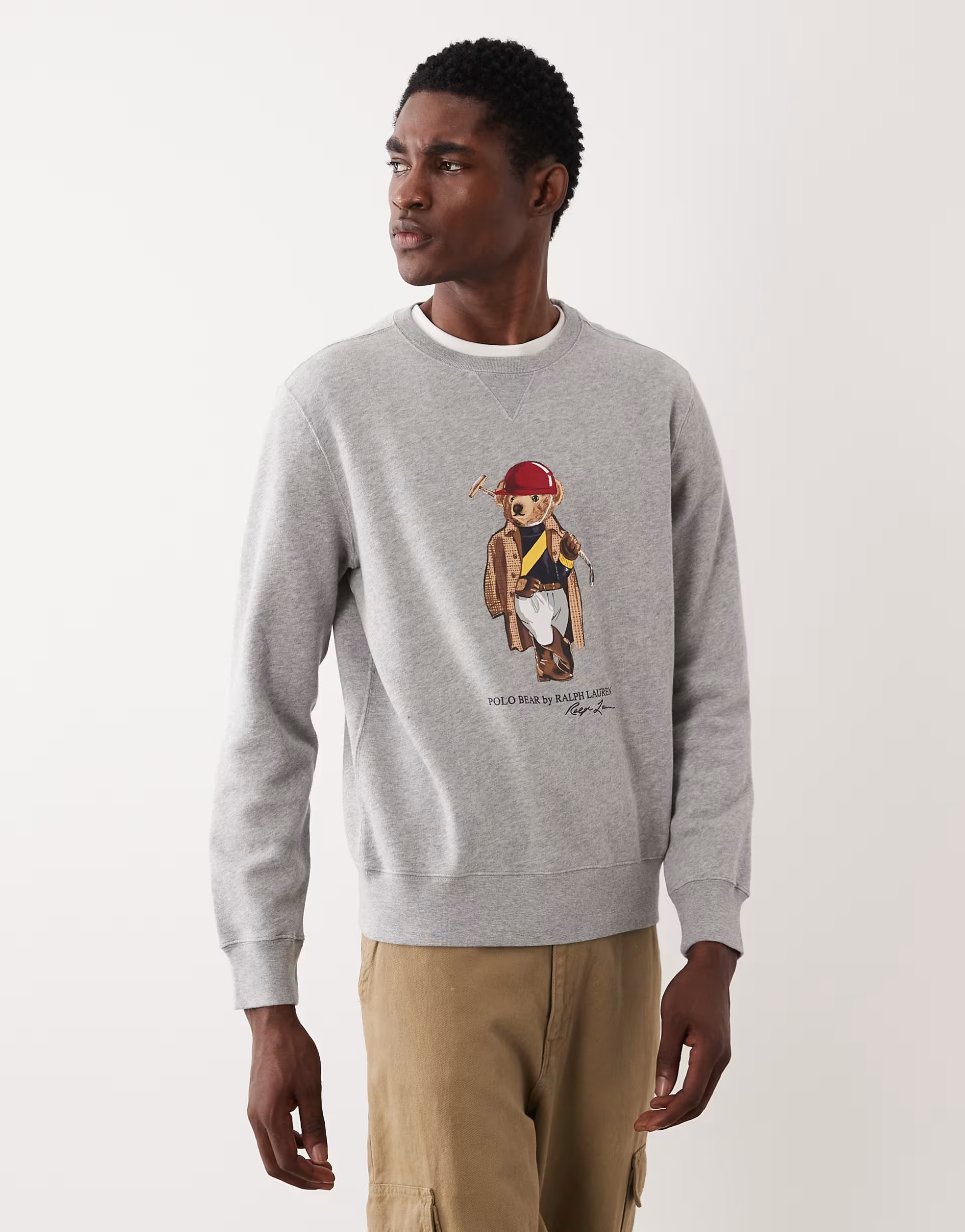 ASOS Polo Ralph Lauren society bear print shirt in grey